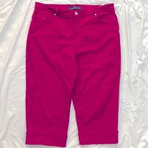 Pink Cuffed Denim Capris